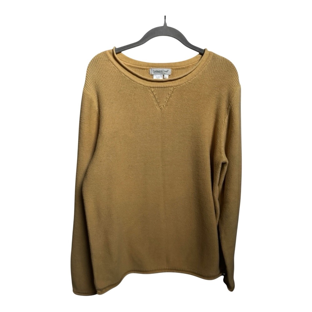 Coldwater Creek Y2K Womens Mustard Yellow Rollneck Knit Sweater Top Neutral L